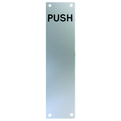 ASEC Push/Pull Screen Printed Finger Plate75mm Width x 1.2mm Depth (SAA) Satin Anodised Aluminium