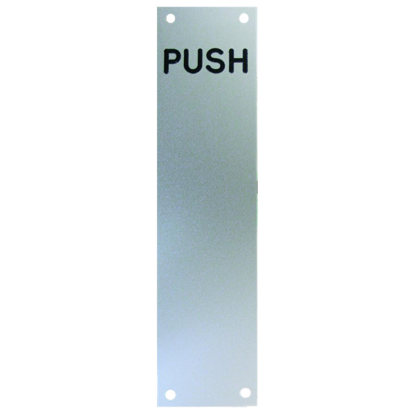 ASEC Push/Pull Screen Printed Finger Plate75mm Width x 1.2mm Depth (SAA) Satin Anodised Aluminium