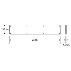 ASEC Kick Plate 150mm Height x 1.2mm Depth (BL) Powder Coated Stainless Steel Black