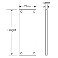 ASEC Finger Plate 75mm Width x 1.2mm Depth (BL) Powder Coated Stainless Steel Black