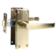 ASEC Victorian Handle Latch Pack Plated Straight Lever With Latch & Hinges
