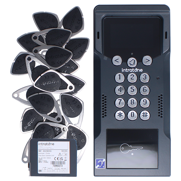 INTRATONE SC05 Only One Integrated Video, Keypad & Proximity Intercom 1- 10 Dwellings With 20 Fobs & 15 Years Data