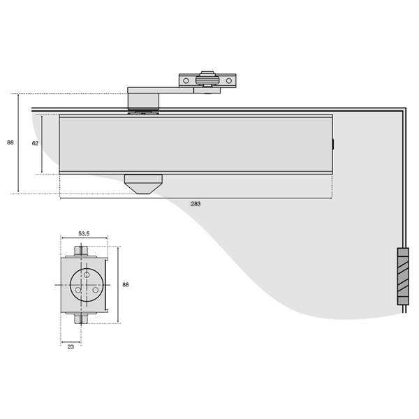 UNION CE26V Size 2-6 Overhead Door Closer