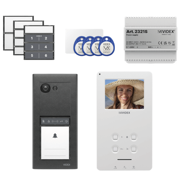 VIDEX ERA23VB Series Entry Panel Video Kit With 3.5 Inch Video Monitor(6388) PSU (2321S) & Proximity Card/Fobs (955MF) ERAKIT23B6388