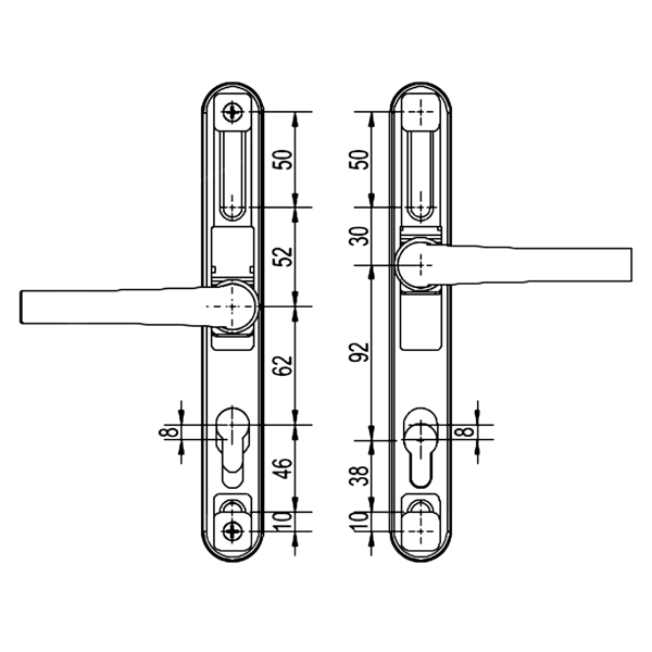 WINLOCK Universal Repair Handle Frame Set With Adjustable 62mm-92mm Centres