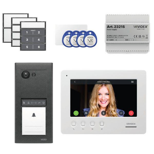 VIDEX ERA23VB Series Entry Panel Video Kit With 7 Inch OSD WiFi Video Monitor (6789) PSU (2321S) & Proximity Card/Fobs ERAKIT23B6789