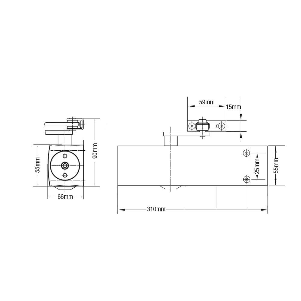 Briton 2130B Size 2-6 Overhead Door Closer