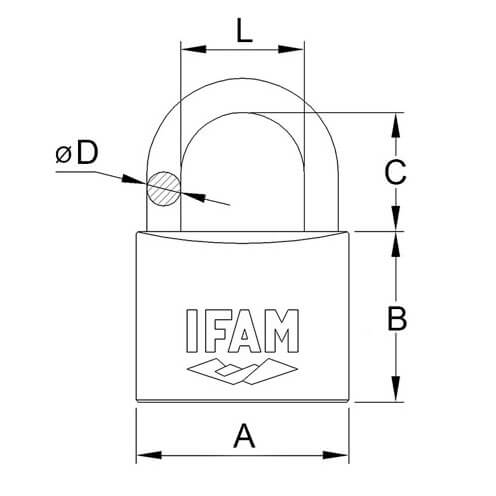 Ifam E Series 15mm Open Shackle Brass Padlock
