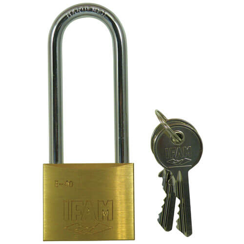 Ifam E Series 40mm Extra Long Shackle Brass Padlock