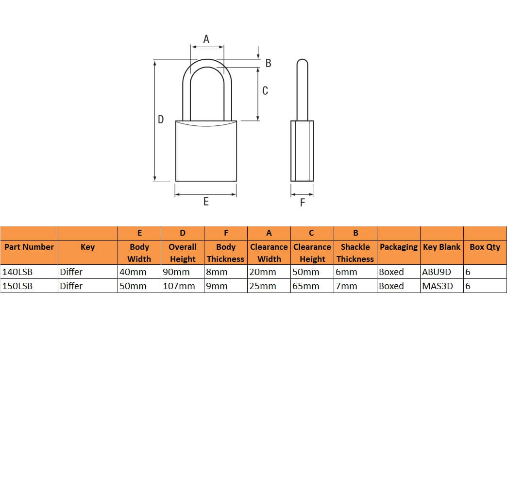 Master 40mm Long Shackle Brass Padlock