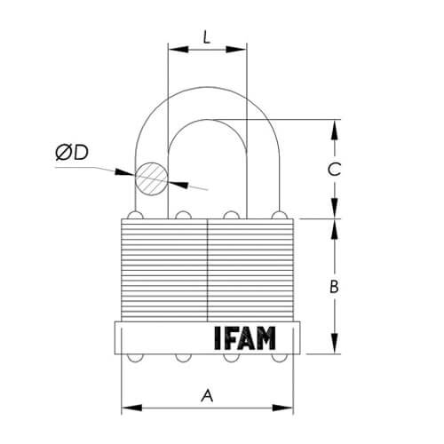 Ifam LM40 40mm Padlock - Open Shackle
