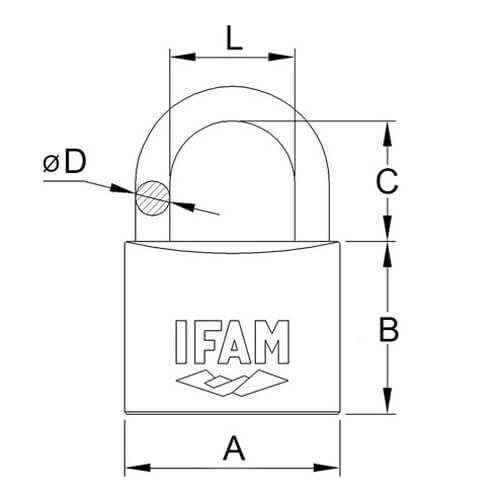 Ifam Mar Series Open Shackle Marine Padlock