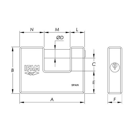 Ifam U Series Brass Shutter Padlock