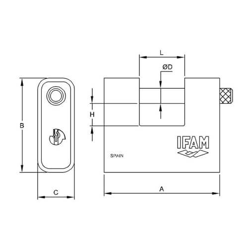 Ifam CEN Rated Armoured Shutter 60mm Padlock