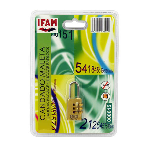 Ifam 20mm Open Shackle Combination Brass Luggage Padlock