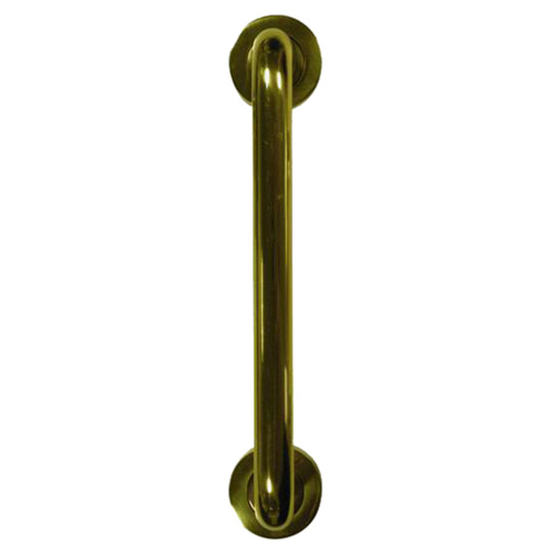 Round Bar D Pull Handle on Round Rose Concealed Fixing Brass