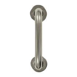 Round Bar D Pull Handles on Round Rose Concealed Fixing Satin Aluminium
