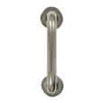 Round Bar D Pull Handles on Round Rose Concealed Fixing Satin Aluminium
