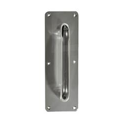 Round Bar D Pull Handles on Plate Face Fixing Satin Aluminium