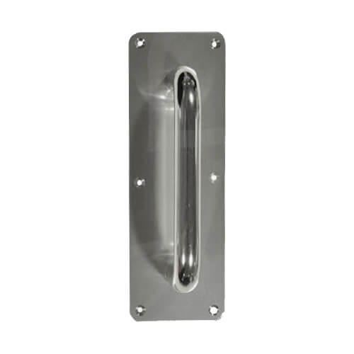 Round Bar D Pull Handles on Plate Face Fixing Satin Aluminium