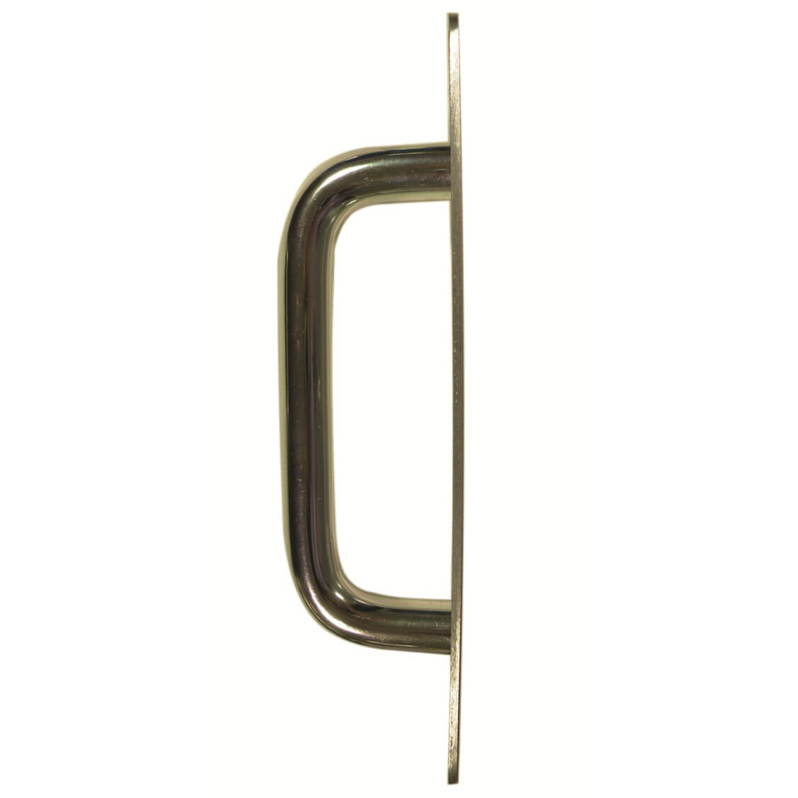 Round Bar D Pull Handles on Plate Face Fixing Satin Aluminium