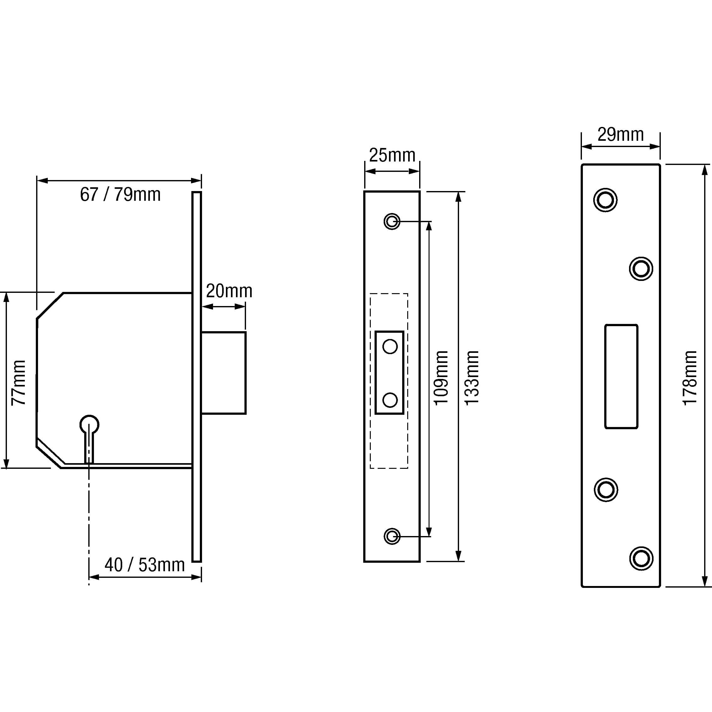 (Ex Chubb) Union 3G114E British Standard Mortice Deadlock with Microswitch