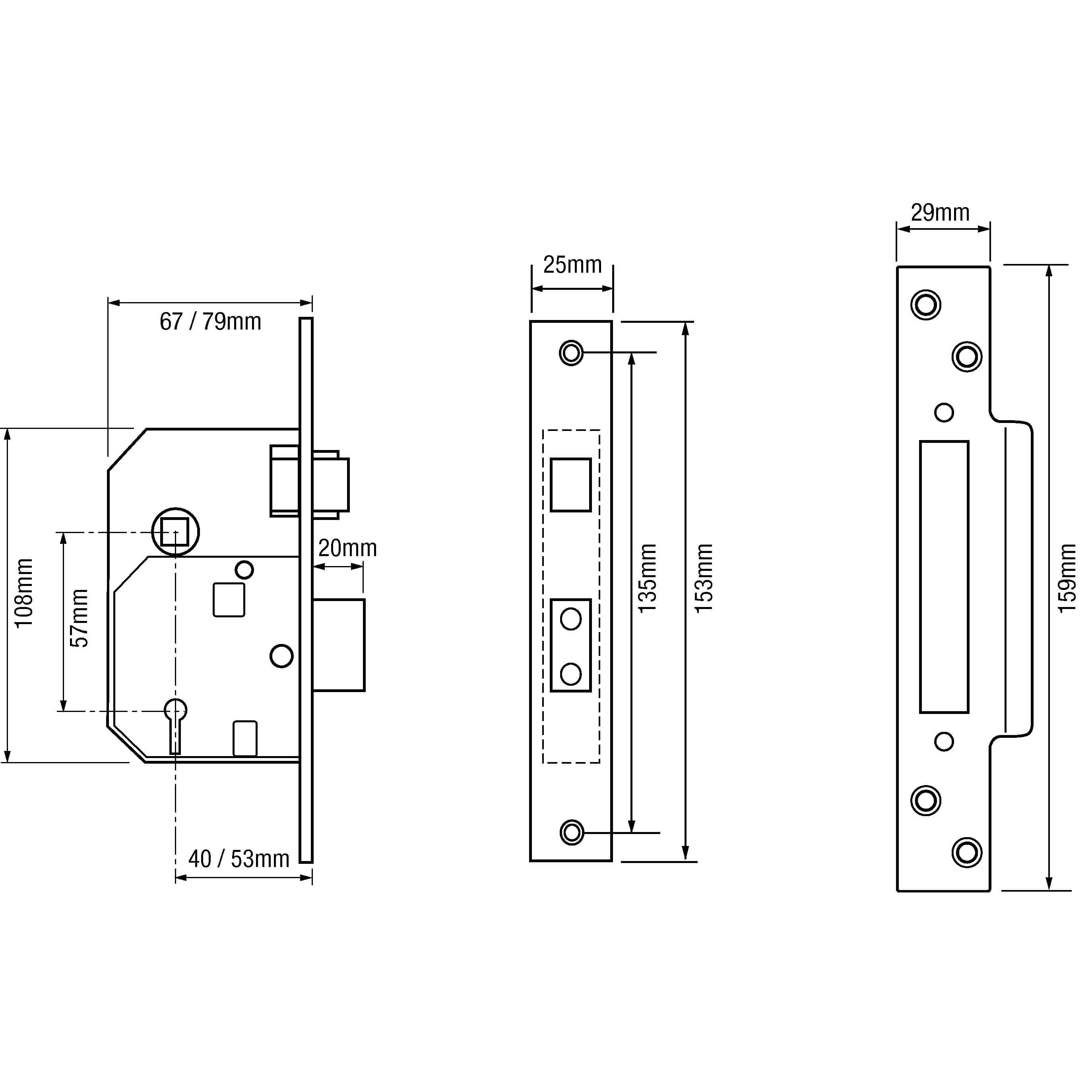 (Ex Chubb) Union 3K74E British Standard 5 Lever Mortice Sashlock