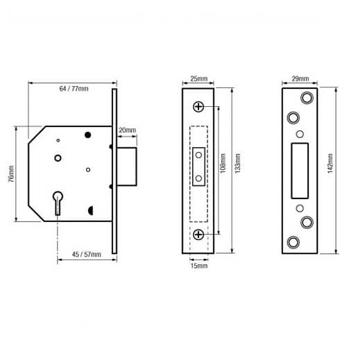 Legge 641/761 Value British Standard 5 Lever Mortice Deadlock