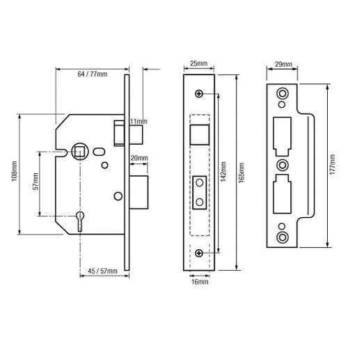 Legge 642/762 Value British Standard 5 Lever Mortice Sashlock