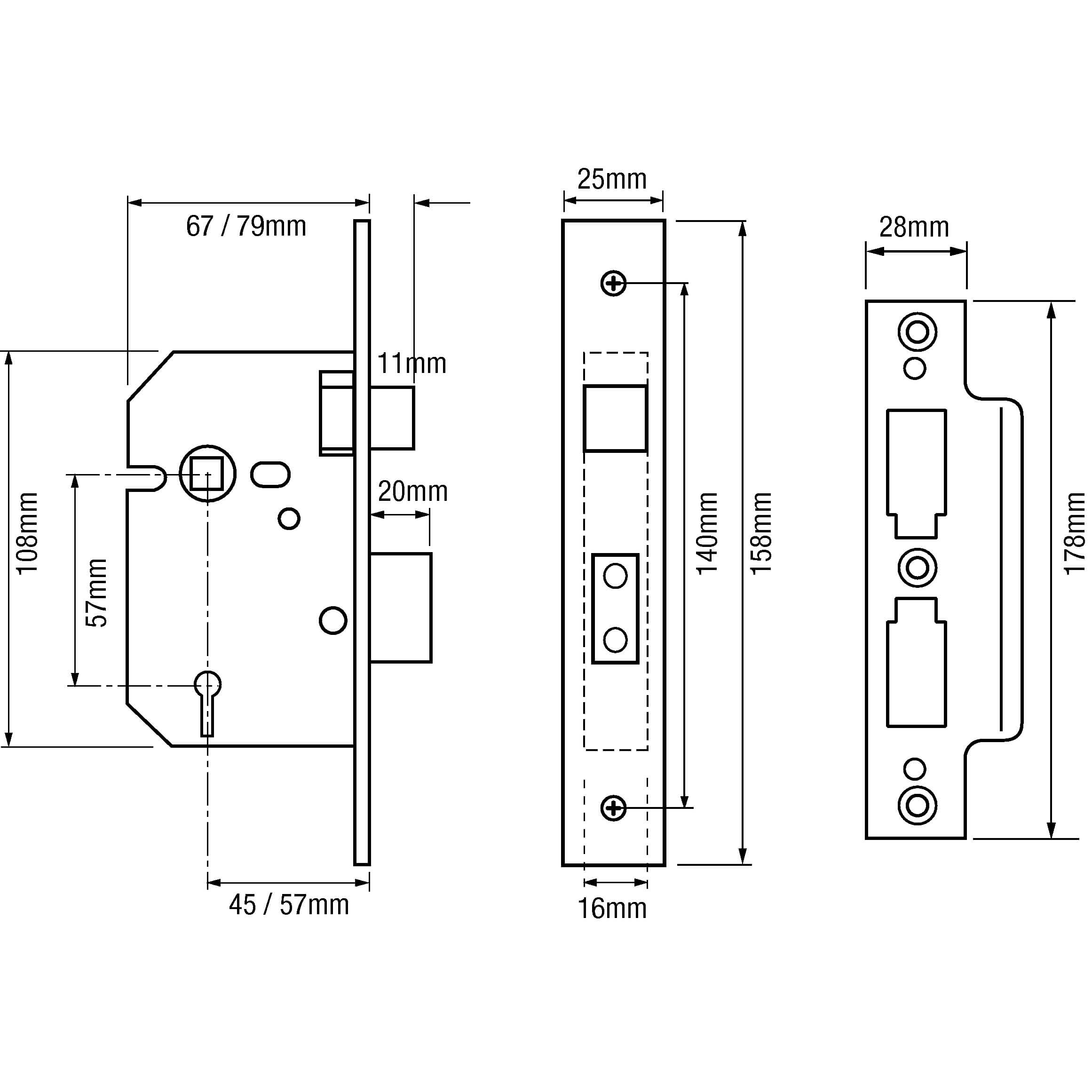 Securefast SKSB2 British Standard 5 Lever Mortice Sashlock 