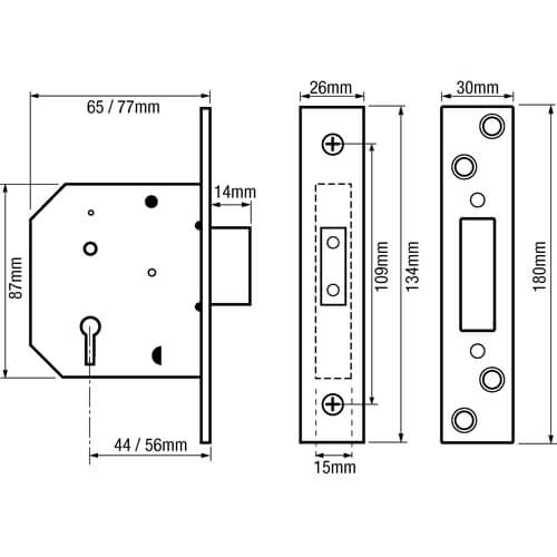 ERA  201/301 Viscount Non British Standard 5 Lever Mortice Deadlock