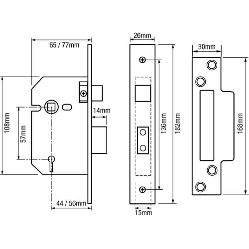 ERA  202/302 Viscount Non British Standard 5 Lever Mortice Sashlock