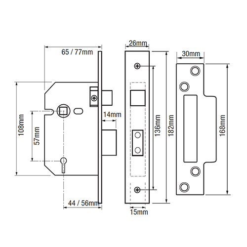 ERA  217 Viscount Rebated Non British Standard 5 Lever Mortice Sashlock