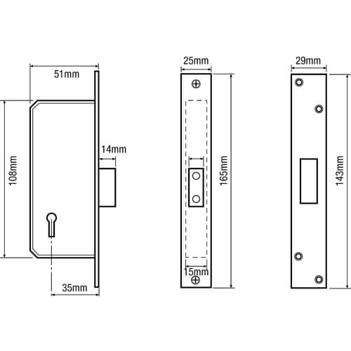 TWH Legge Replacement 5511 Non British Standard 5 Lever 2" Mortice Deadlock