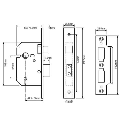 Union 2201 Non British Standard 5 Lever Mortice Sashlock