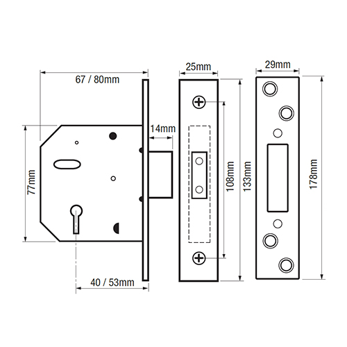 (Ex Chubb) Union 3G115 Non British Standard 5 Lever Mortice Deadlock
