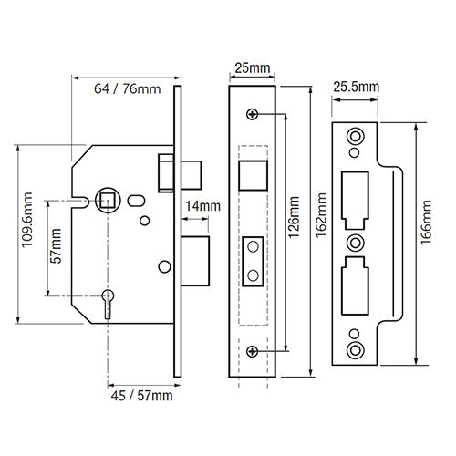 Yale PM550 Non British Standard 5 Lever Mortice Sashlock