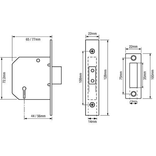 ERA 472 3 Lever Mortice Deadlock