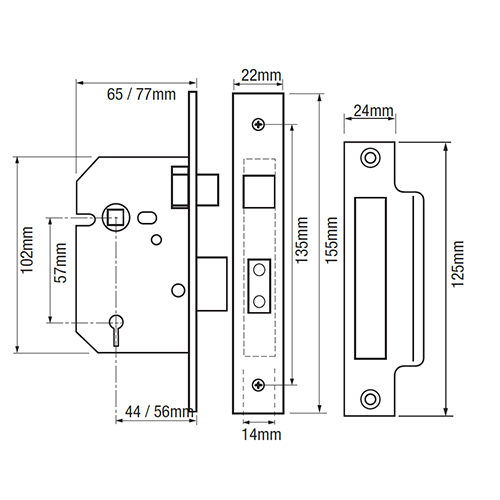 ERA 471 3 Lever Mortice Sashlock