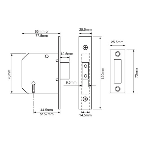 Union 2177 3 Lever Mortice Deadlock