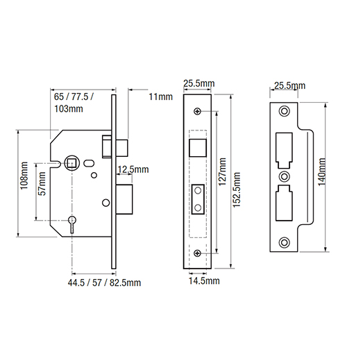 Union 2277 3 Lever Mortice Sashlock
