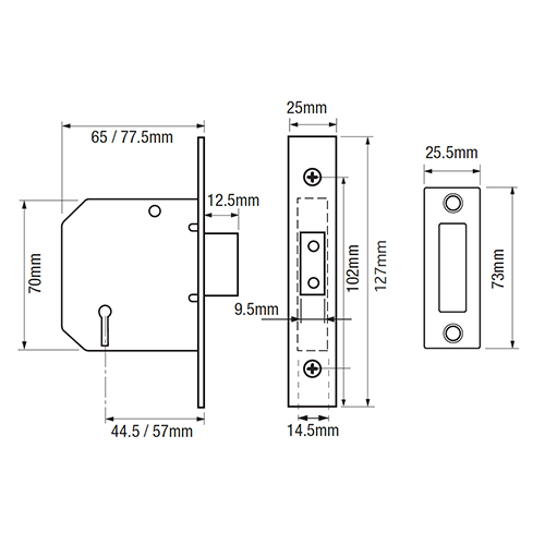 Yale PM322 3 Lever Mortice Deadlock
