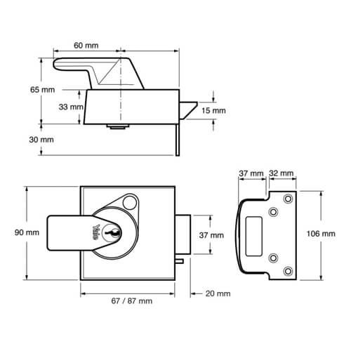 Yale PBS1 BS3621: 2007 High Security Nightlatch