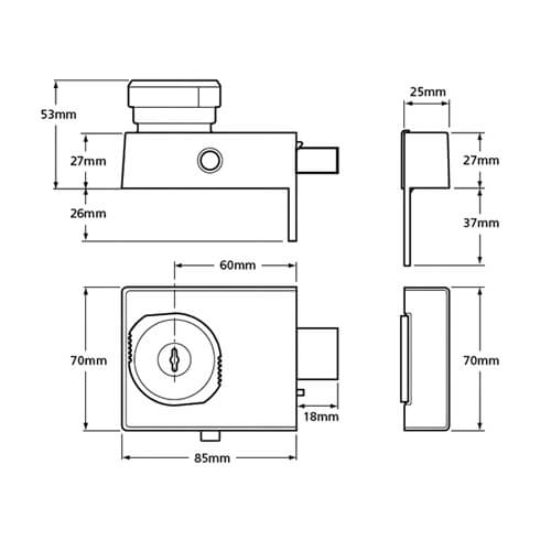 Union (Ex Chubb) 4L67E BS3621:2007 High Security Nightlatch