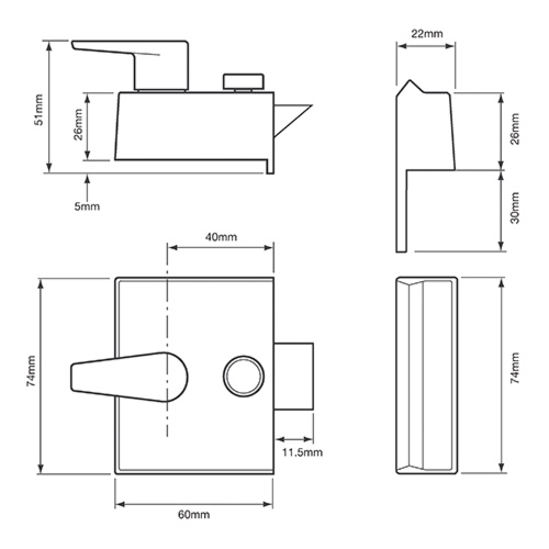Union 1027 Non Deadlocking Nightlatch (case only)