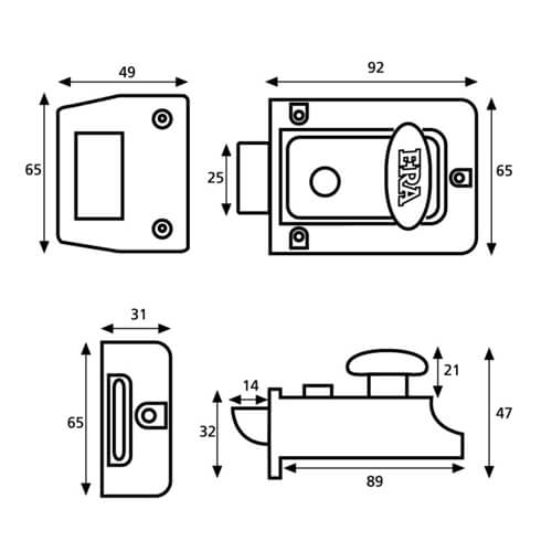 ERA 133/135/136 60mm Traditional Non Deadlocking Nightlatch