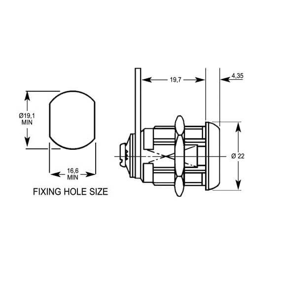 Lowe & Fletcher 1397 Round Face Nut Fix 20mm Body Sprung Hook Camlock