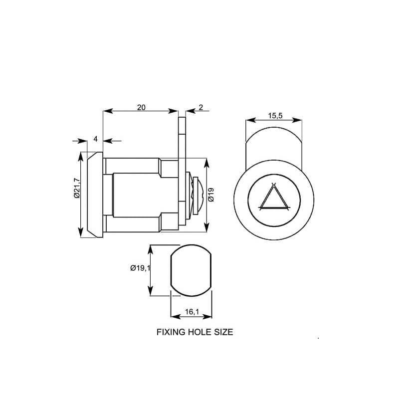 Lowe & Fletcher C073 Round Face Nut Fix 20mm Body Economy Camlock