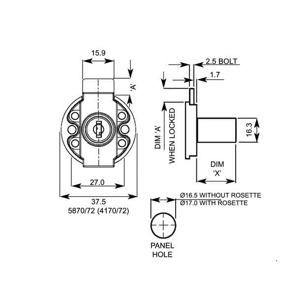 Lowe & Fletcher 4170 Furniture Desk Lock