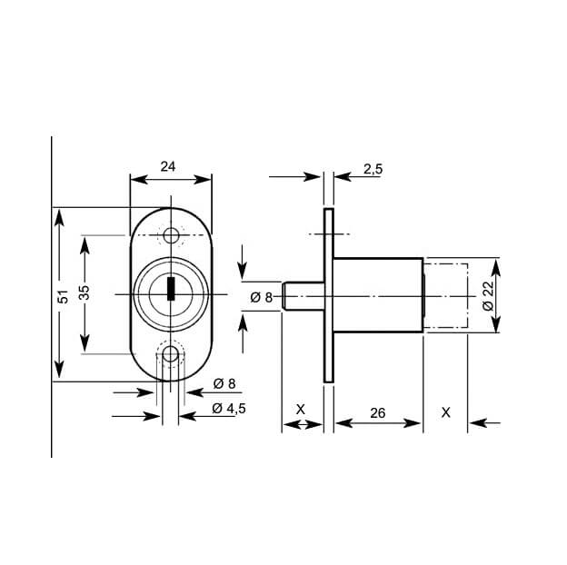 Lowe & Fletcher 5860 Sliding Push Lock